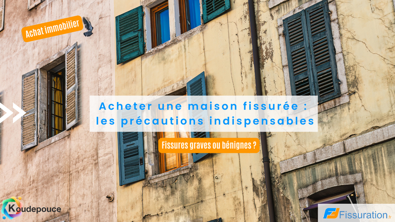 Acquéreur inspectant des fissures sur la façade d'une maison avant achat
