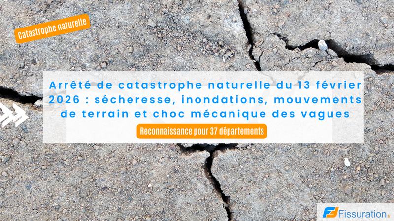 Arrêté de catastrophe naturelle du 13 février 2026 : sécheresse, inondations, mouvements de terrain et choc mécanique des vagues