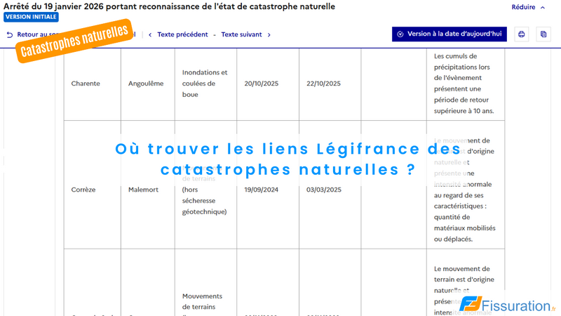 Sinistré consultant les arrêtés de catastrophe naturelle sur Legifrance au Journal Officiel