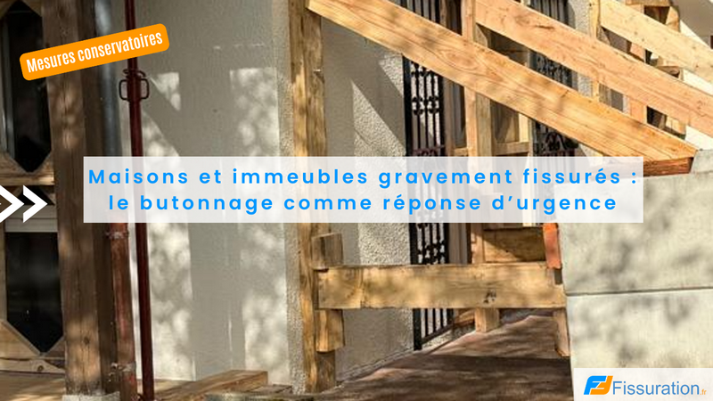 Butonnage métallique installé sur un mur de maison fissuré pour sécurisation provisoire