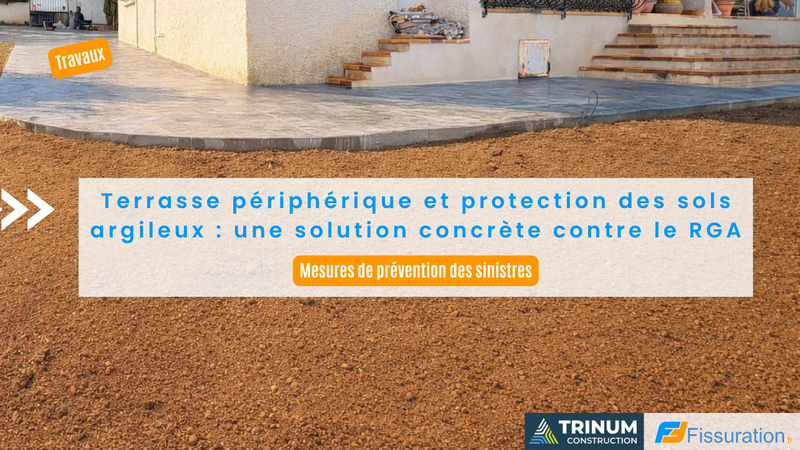 Terrasse périphérique imperméabilisée autour d'une maison pour protéger les fondations contre le retrait-gonflement des argiles, Trinum Construction